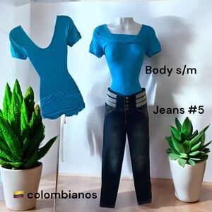 Blue Bodysuit and Jeans Set